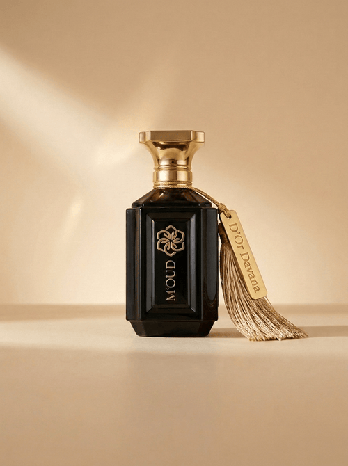 D'Or Davana Extrait de Parfum — gold-capped flacon front view