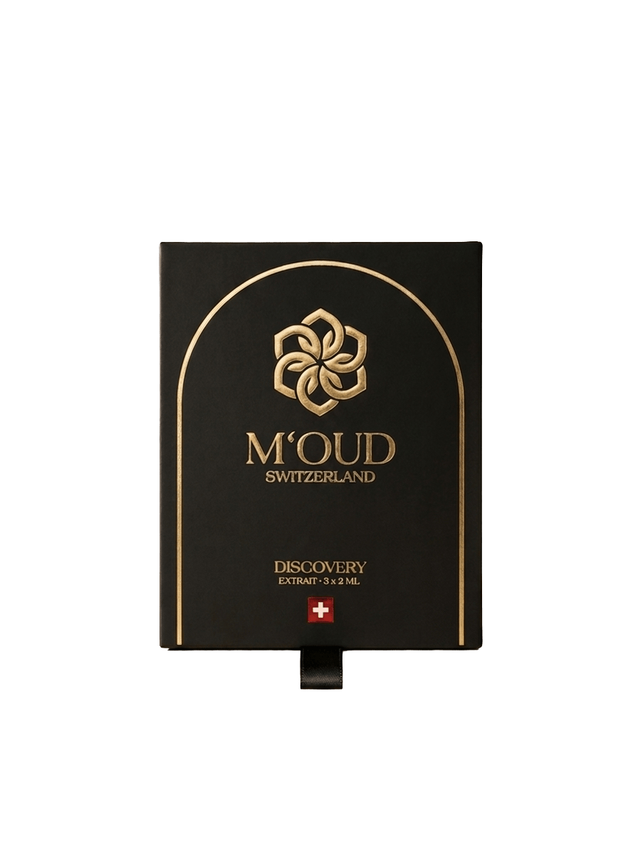 M'OUD Discovery Set — three 2ml Swiss oud extraits in onyx presentation box